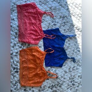 Decree Vibrant Orange, Pink, Blue Lace Camisole
